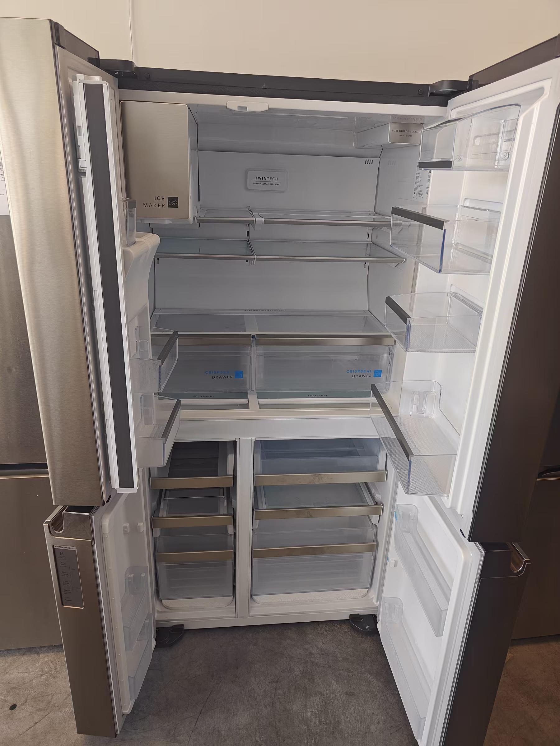 FRIGIDAIRE Gallery 36 in. 22 cu. ft. Counter-Depth 4-Door Refrigerator in Smudge-Proof Stainless Steel, ENERGY STAR GRQC2255BF